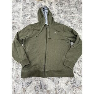 Lacoste Sport Hoodie Mens Large Navy Blue Full Zip Sweatshirt Jacket Logo